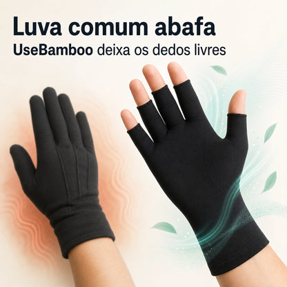 Luva comum prende. Bamboo libera.